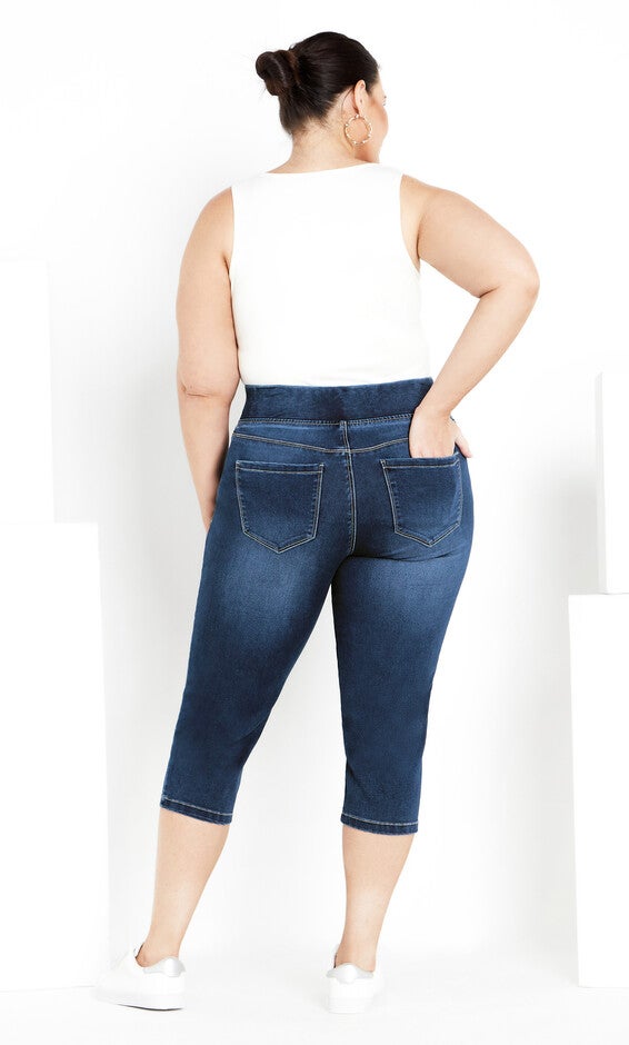 Butter Denim Pull On Crop Jean - mid wash, , alternate image number 3