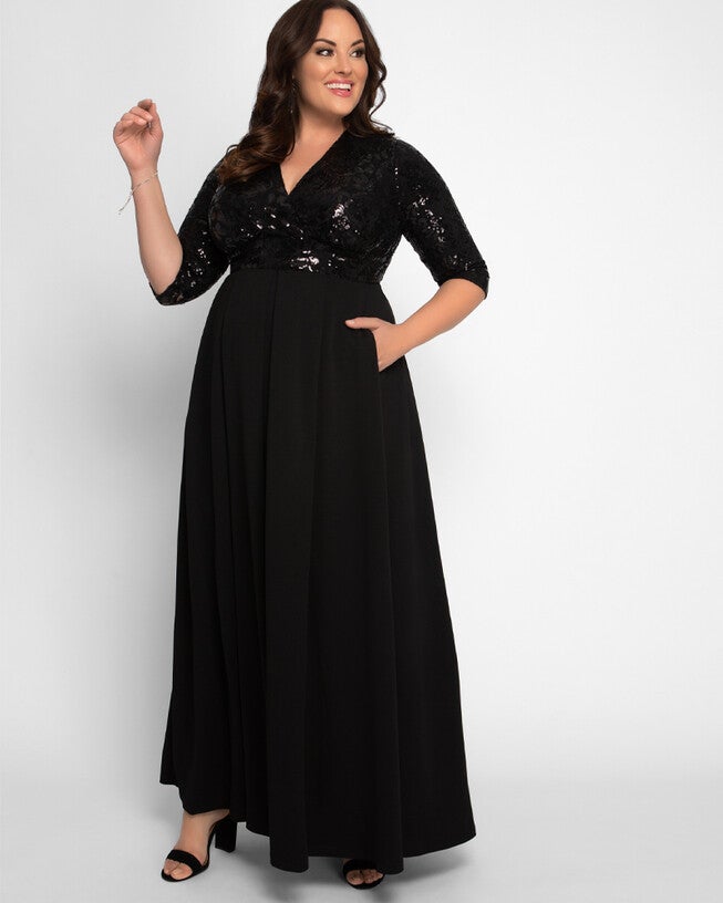 Paris Pleated Sequin Gown, , alternate image number null