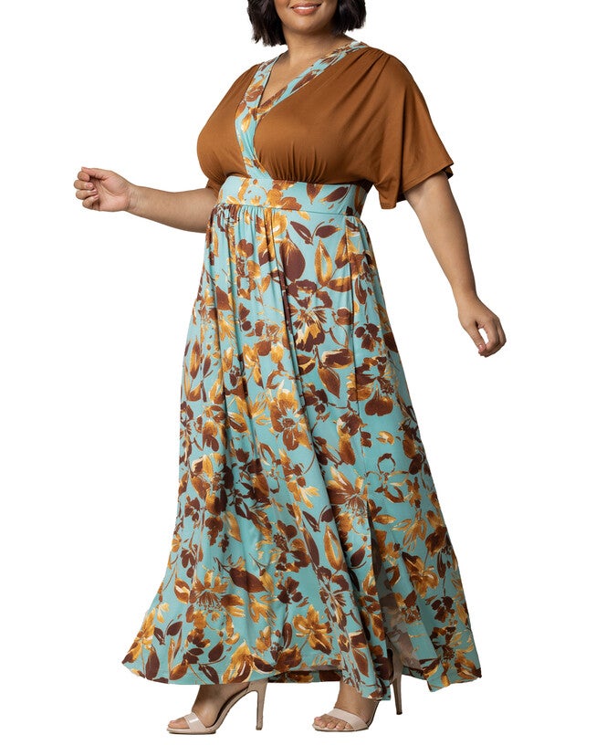Naomi Maxi Dress, GOLDEN OASIS / Turquoise, alternate image number 3
