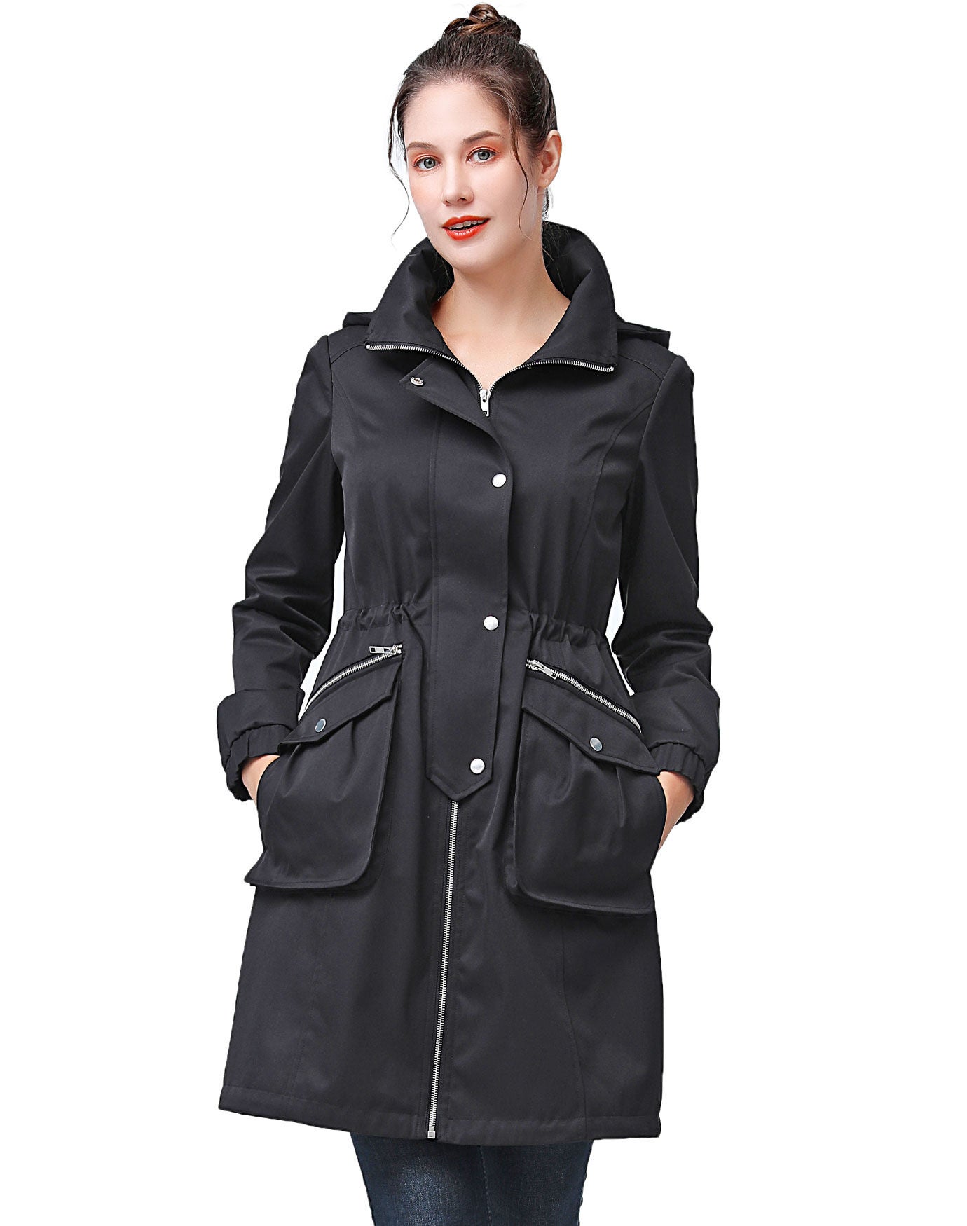 Ariah Waterproof Hooded Anorak Coat, Black, hi-res image number 0
