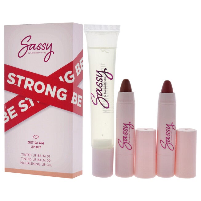 Breakup Collection Lip Kit - Get Glam by Sassy by Savannah Chrisley for Women - 3 Pc Nourishing Lip Oil, 2Pc Tinted Lip Balms, NA, alternate image number null
