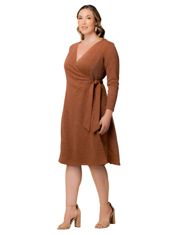 London Sweater Knit Wrap Dress, CINNAMON / Rust, alternate image number 1