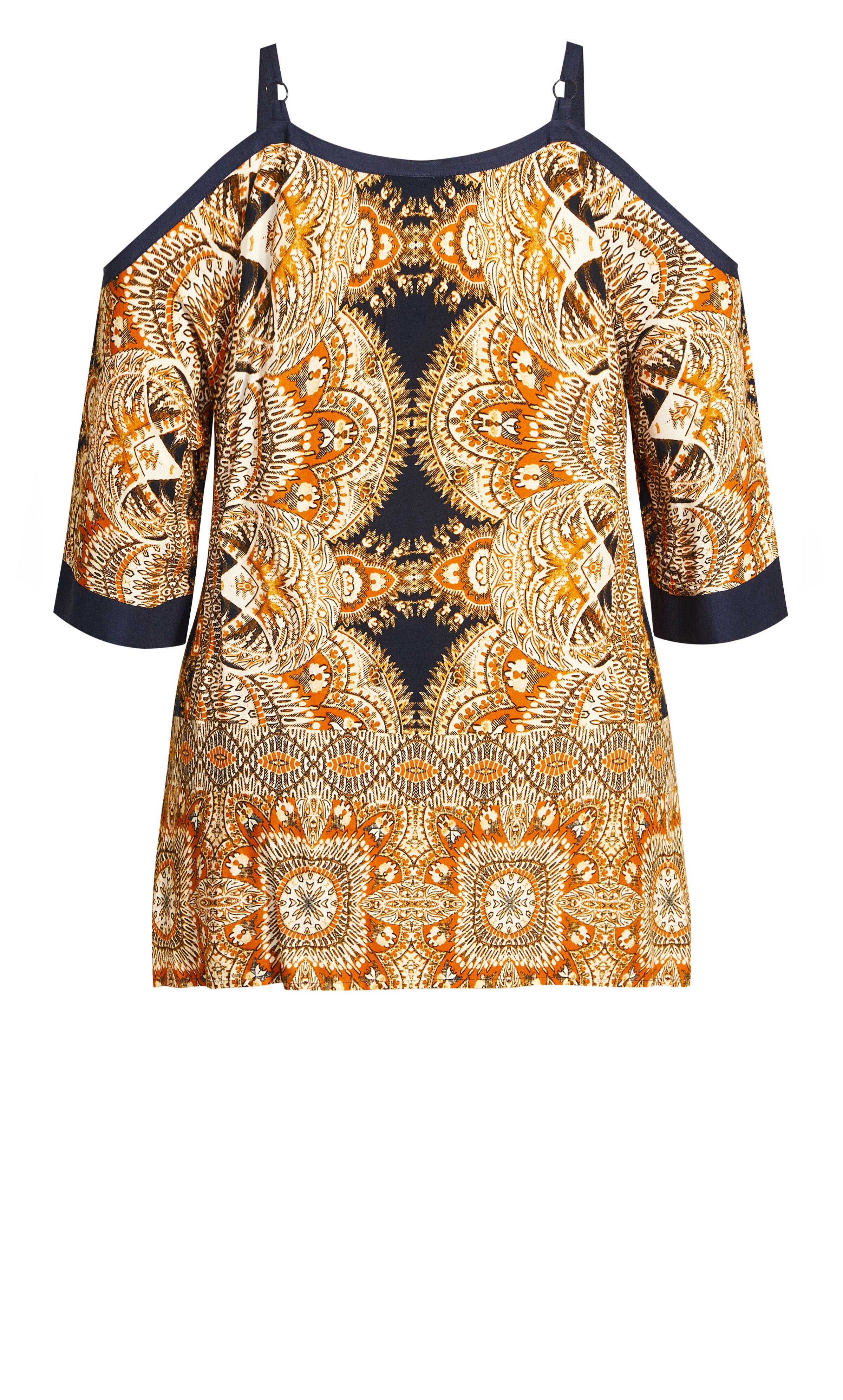 Daisy Cold Shoulder Border Top - gold, , alternate image number 5