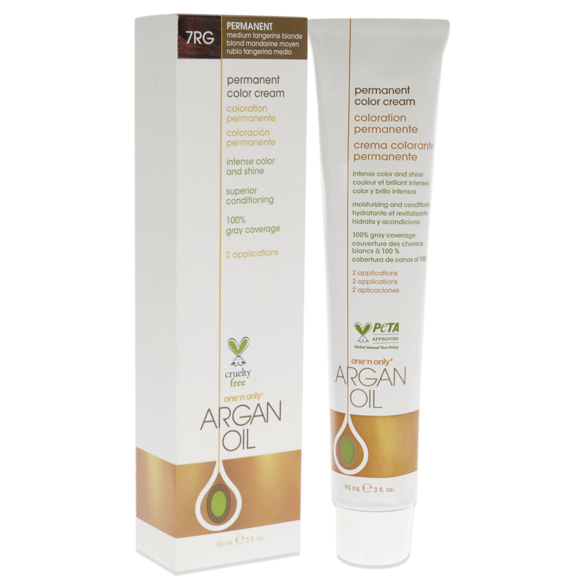 Argan Oil Permanent Color Cream - 7RG Medium Tangerine Blonde by One n Only for Unisex - 3 oz Hair Color, See Description, alternate image number 1