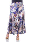 Black and Blue Elastic Waist Ankle Length Plus Size Maxi Skirt, , alternate image number null