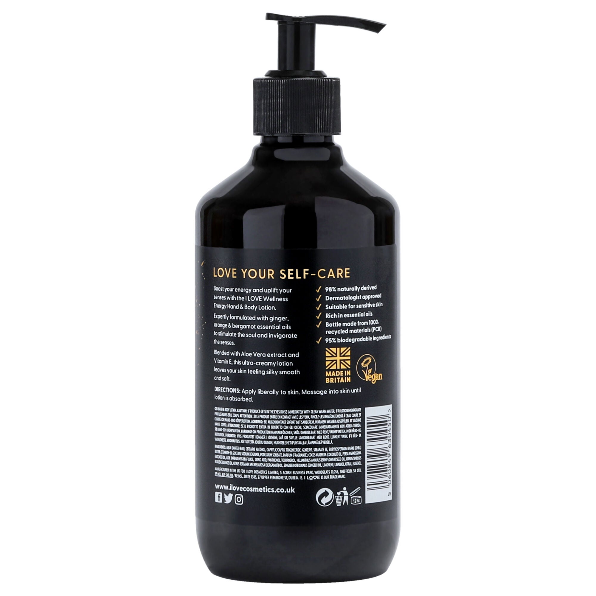 Wellness Hand and Body Lotion - Energy by I Love Cosmetics for Women - 16.9 oz Body Lotion, See Description, alternate image number 2