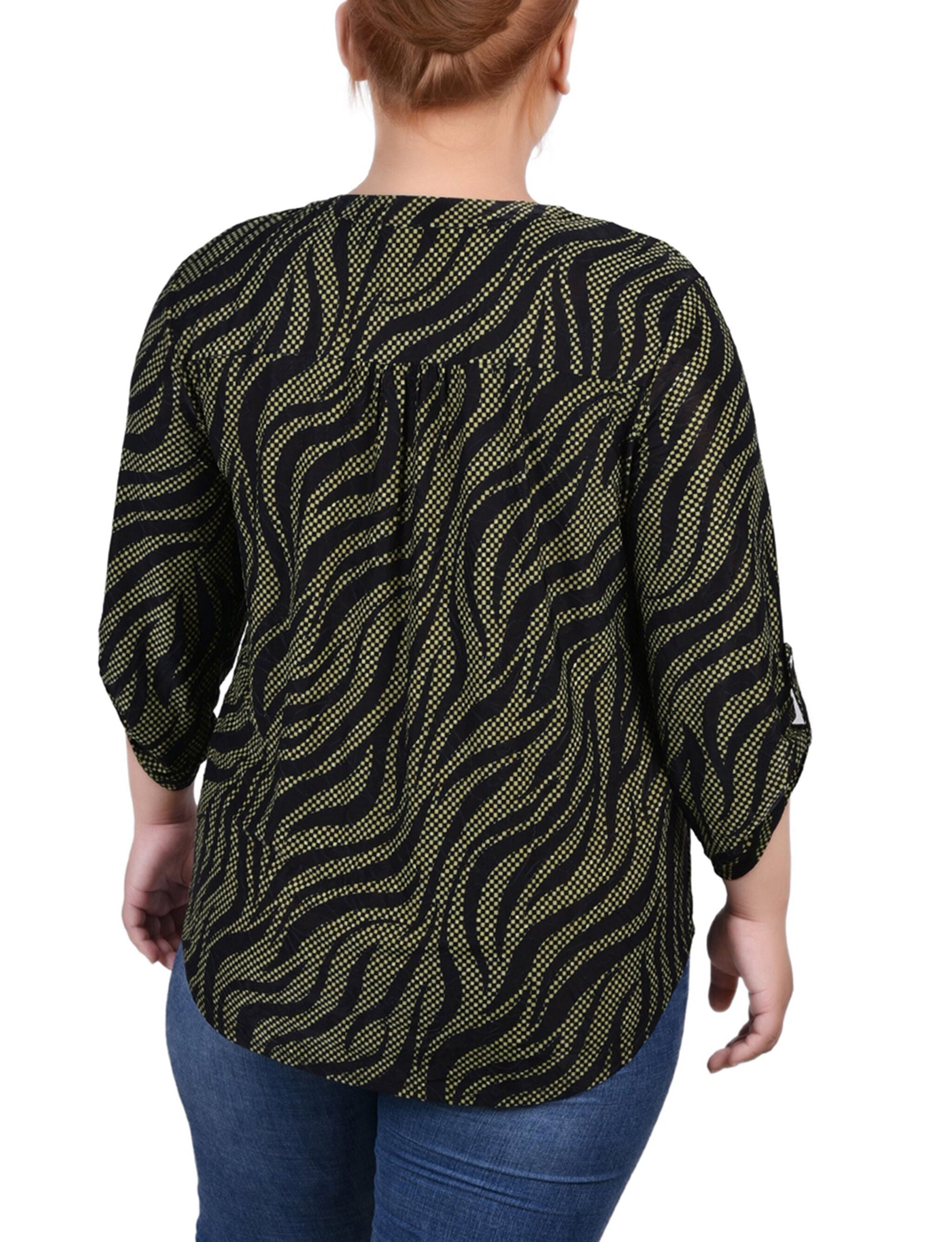 3/4 Roll Tap Pullover Top, Black Herbal Zebra, alternate image number 2