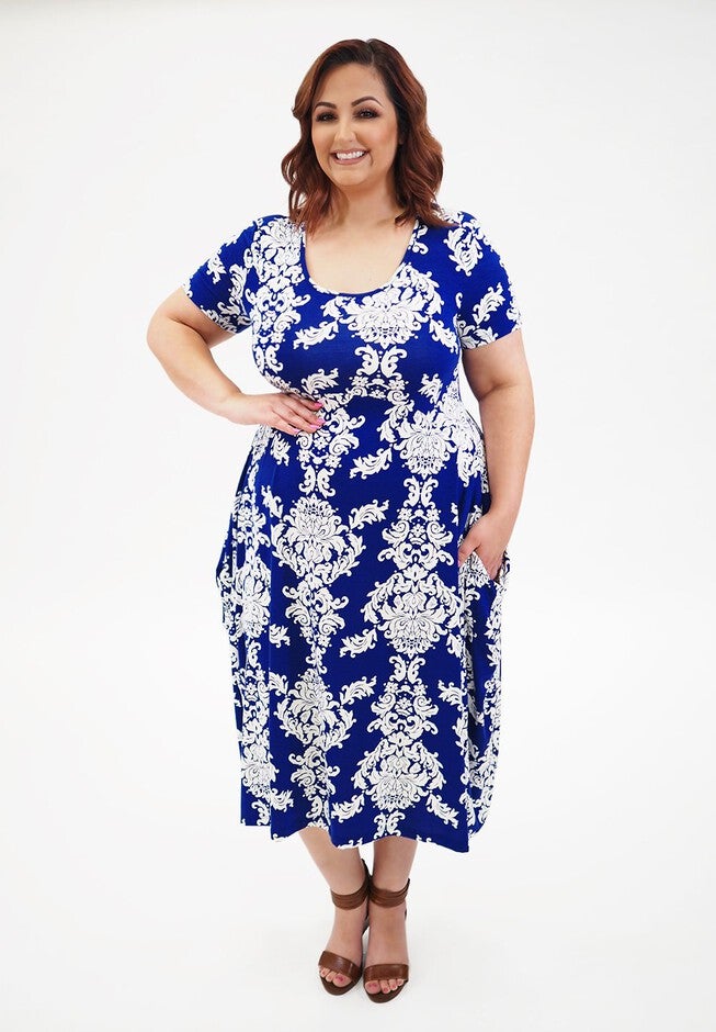 Celia Pocket Dress, Blue Print, hi-res image number 0