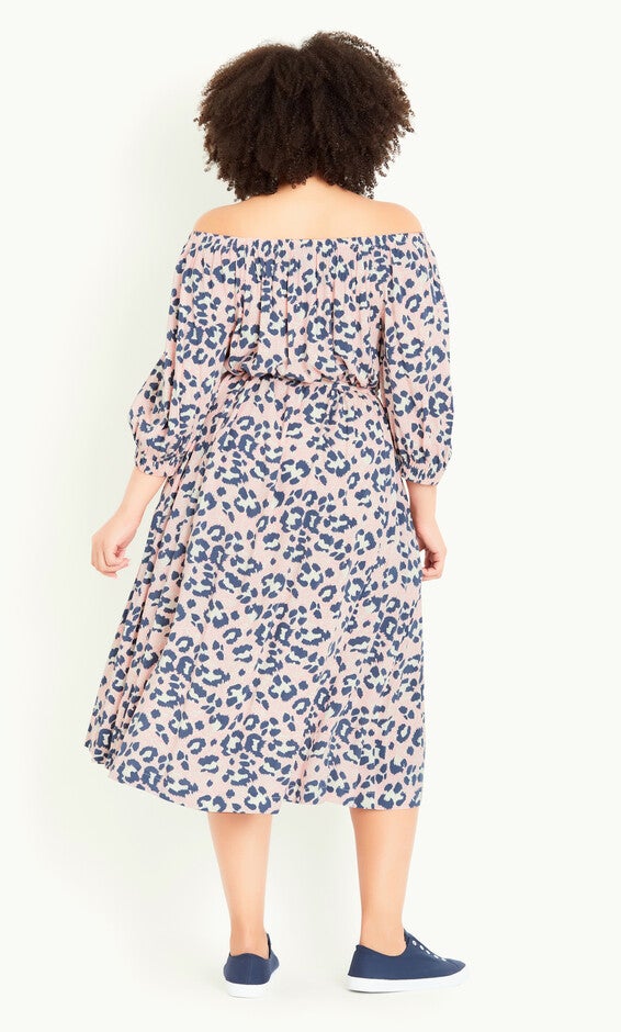 Bardot Dress - blush animal, , alternate image number null
