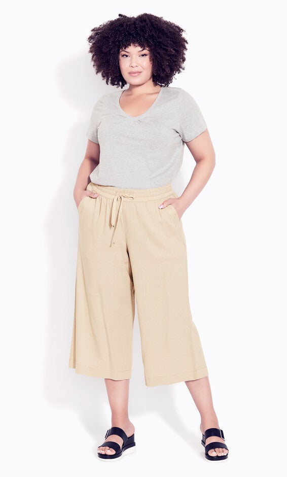 Wide Leg Crop Trouser - stone, Brown, hi-res image number 0