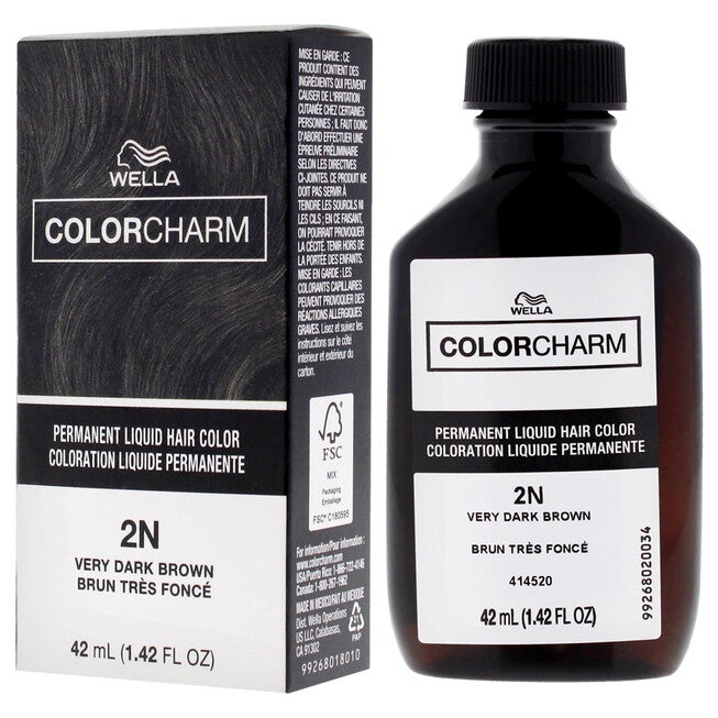 Color Charm Permanent Liquid Hair Color - 2N Very Dark Brown by Wella for Unisex - 1.42 oz Hair Color, NA, alternate image number null