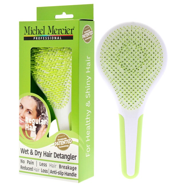 Wet and Dry Hair Detangler Regular Hair - Green-White by Michel Mercier for Women - 1 Pc Hair Brush, , alternate image number null