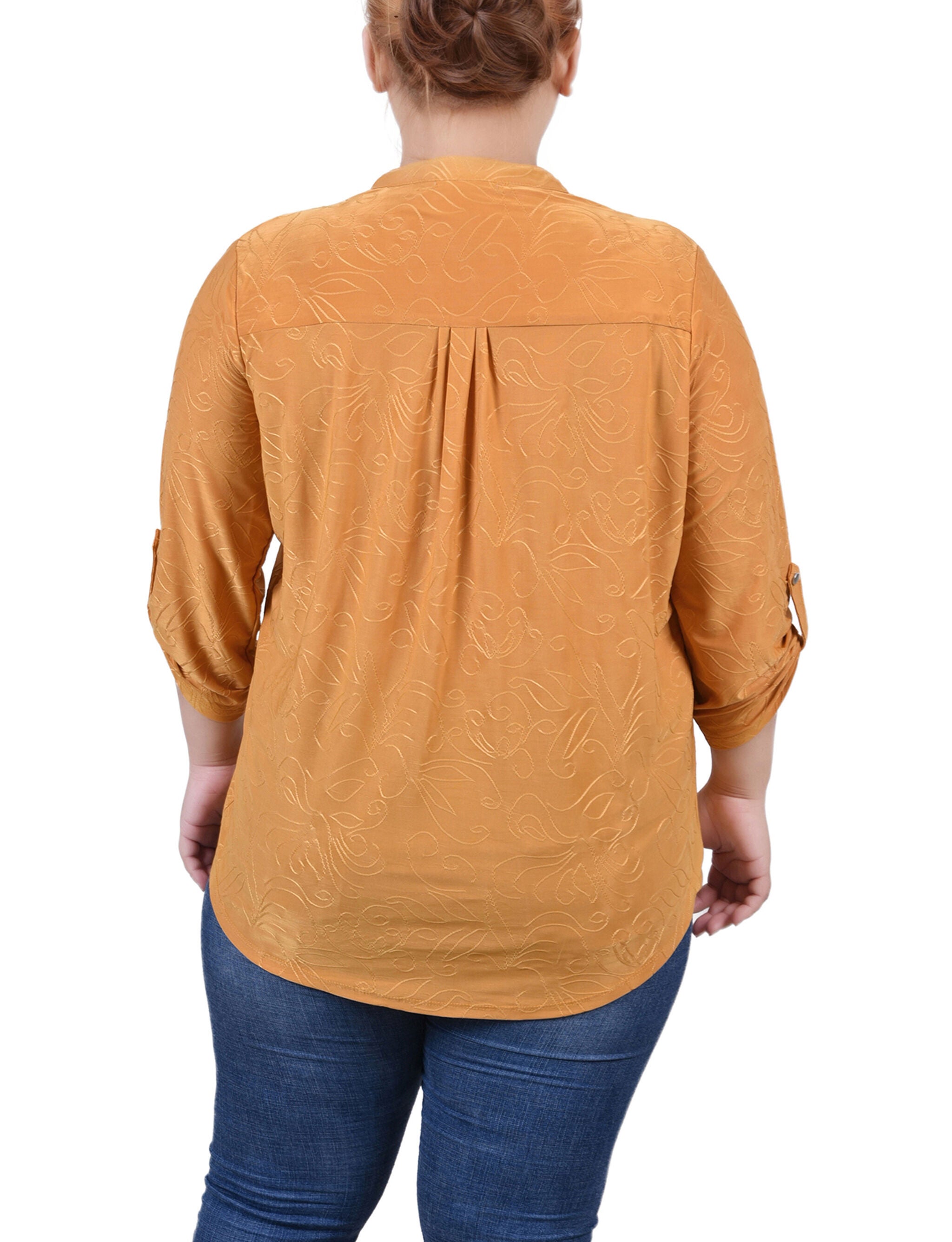3/4 Roll Tab Pullover Top, Inca Gold, alternate image number 2