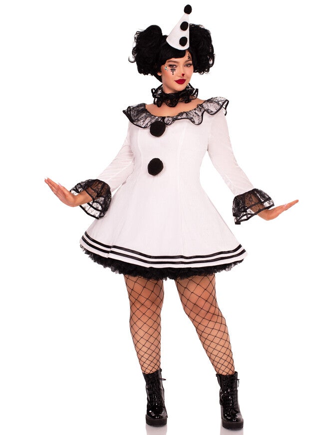 Classic Pierrot Clown Costume, White, alternate image number 2