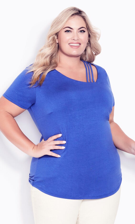 V Cut Out Top - blue, Blue, hi-res image number 0