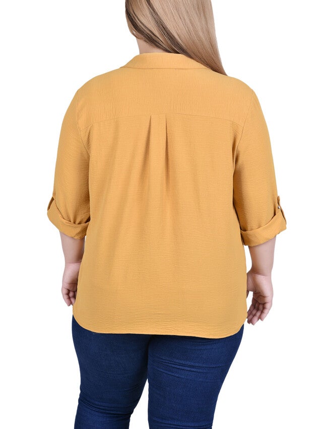 Long Sleeve Roll Tab Blouse, , alternate image number 3