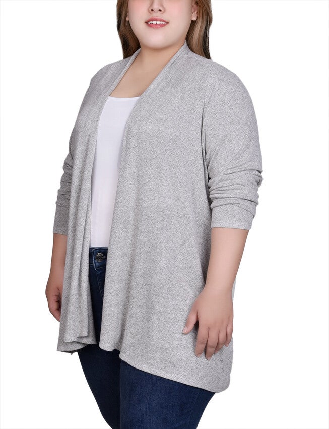 Long Sleeve Swing Cardigan, Light Grey, alternate image number 2