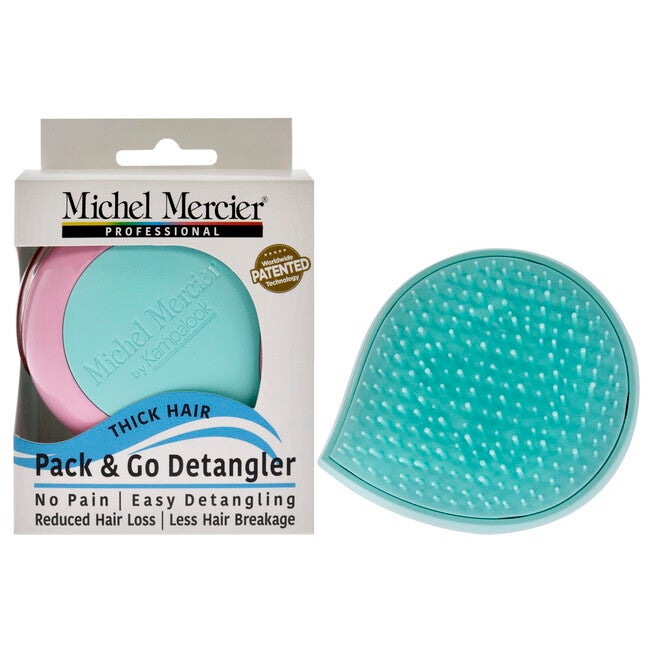 Pack and Go Detangler Thick Hair - Turquoise-Pink by Michel Mercier for Unisex - 1 Pc Hair Brush, See Description, hi-res image number 0