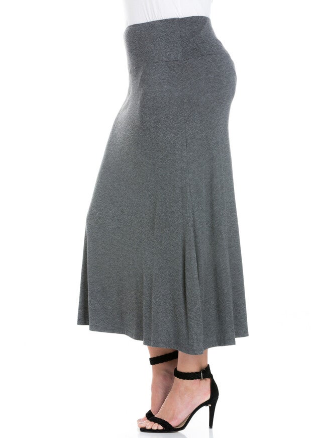 Womens Comfortable Fit Elastic Waist Plus Size Maxi Skirt, , alternate image number null