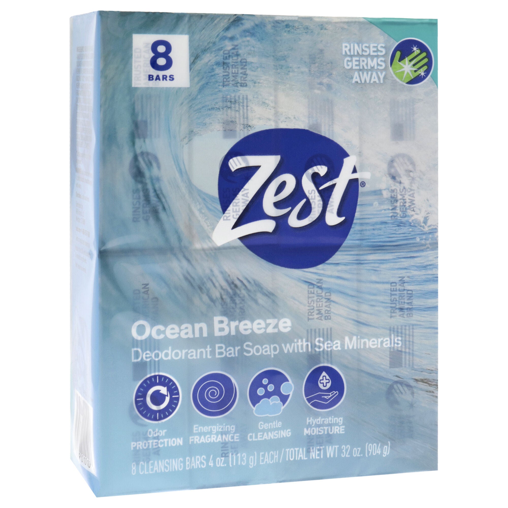Deodorant Bar Soap - Ocean Breeze by Zest for Women - 8 x 4 oz Bar Soap, See Description, alternate image number 2