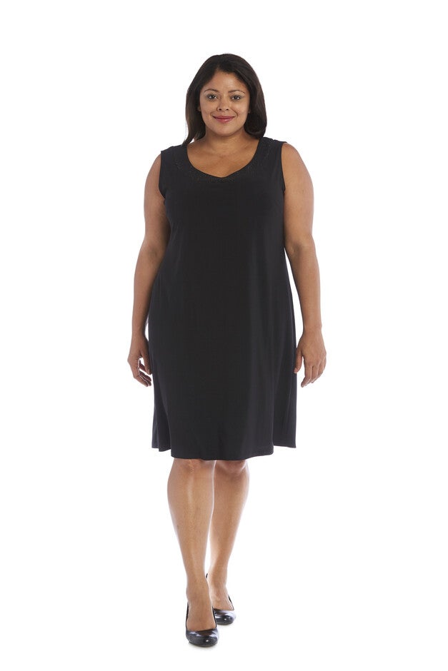 Jacket With Panels/Sheath Dress With 3/4 Sleeves Over Scoop Neck, , alternate image number null