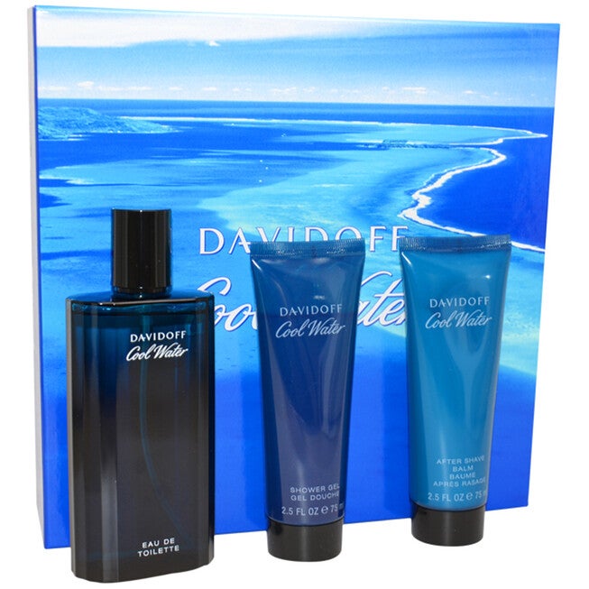 Cool Water by Davidoff for Men - 3 Pc Gift Set 4.2oz EDT Spray, 2.5oz Shower Gel, 2.5oz After Shave Balm, , alternate image number null