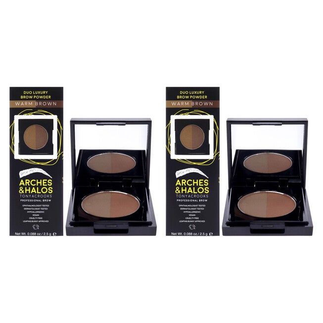 Duo Luxury Brow Powder - Warm Brown by Arches and Halos for Women - 0.088 oz Eyebrow - Pack of 2, See Description, hi-res image number 0