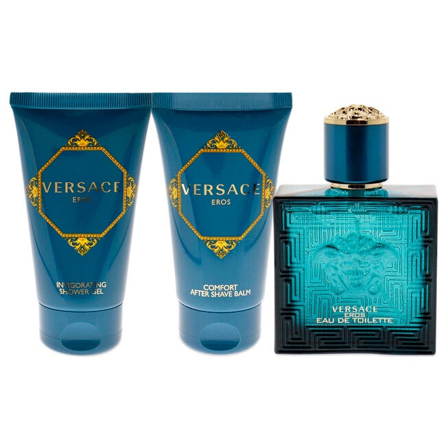 Versace Eros by Versace for Men - 3 Pc Gift Set 1.7 oz EDT Spray, 1.7 oz Comfort After Shave Balm, 1.7 oz Invigorating Shower Gel, , alternate image number null