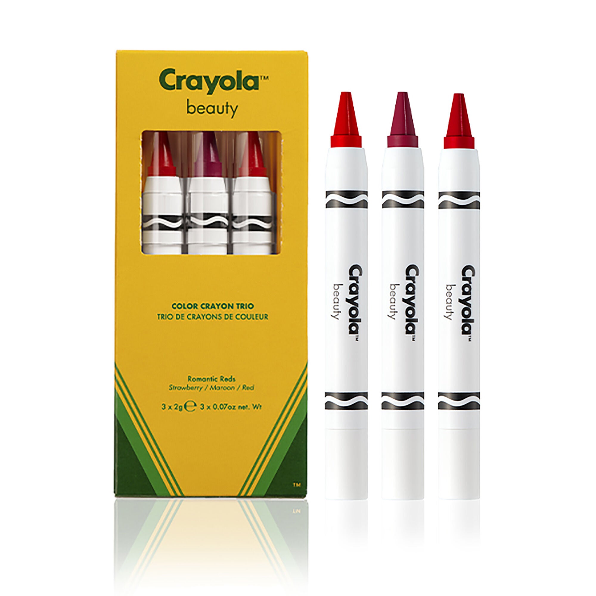 Crayola Crayon Trio - Romantic Reds by Crayola for Women - 3 x 0.07 oz Lipstick Strawberry, Maroon, Red, See Description, hi-res image number 0