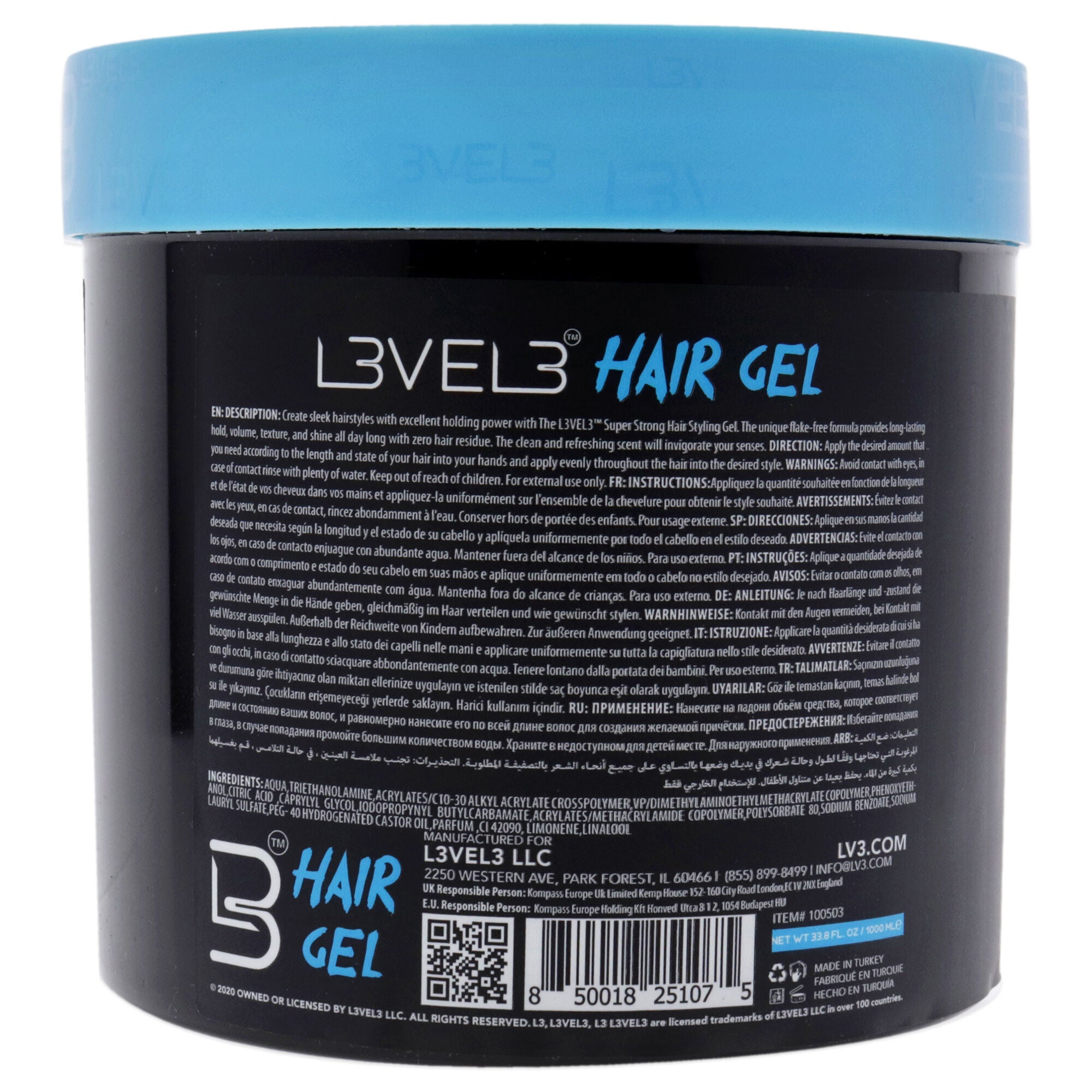 Super Strong Hair Gel by L3VEL3 for Men - 33.8 oz Gel, , alternate image number 4
