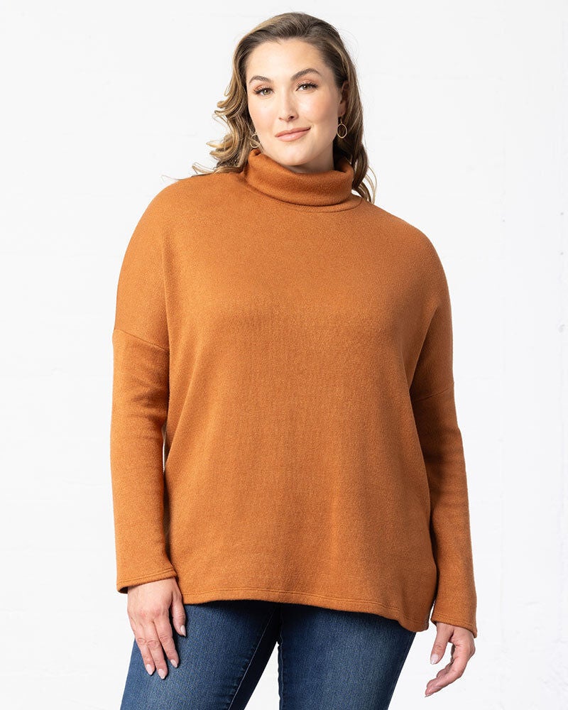 Paris Turtleneck Tunic Sweater, Camel, alternate image number 2