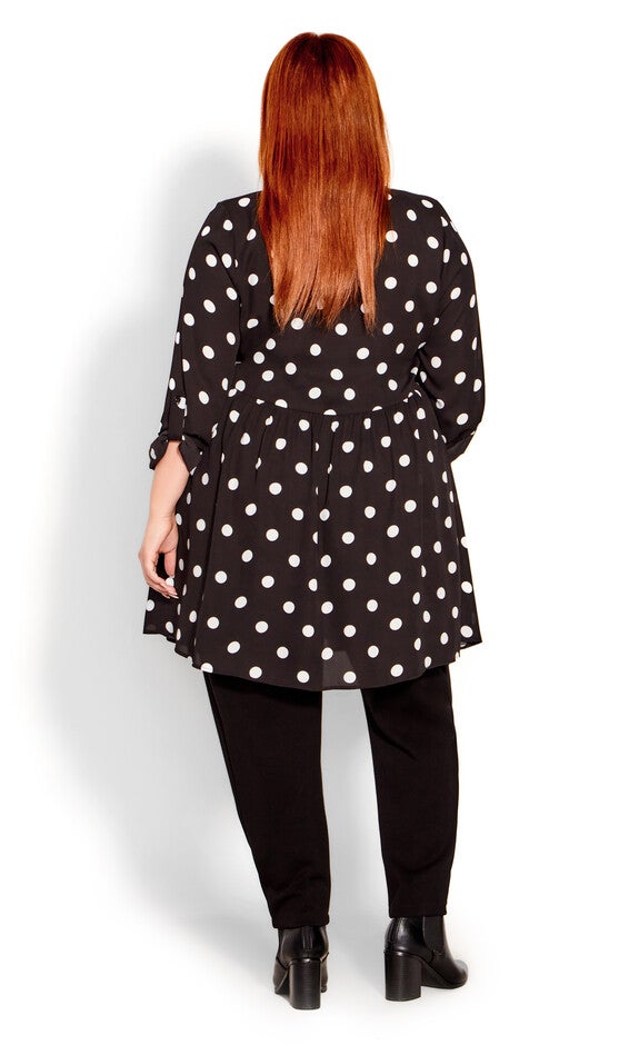 Gathered Waist Tunic - black spot, , alternate image number 1