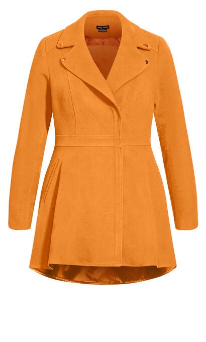 Hi Lo Frill Coat - deep caramel, , alternate image number null