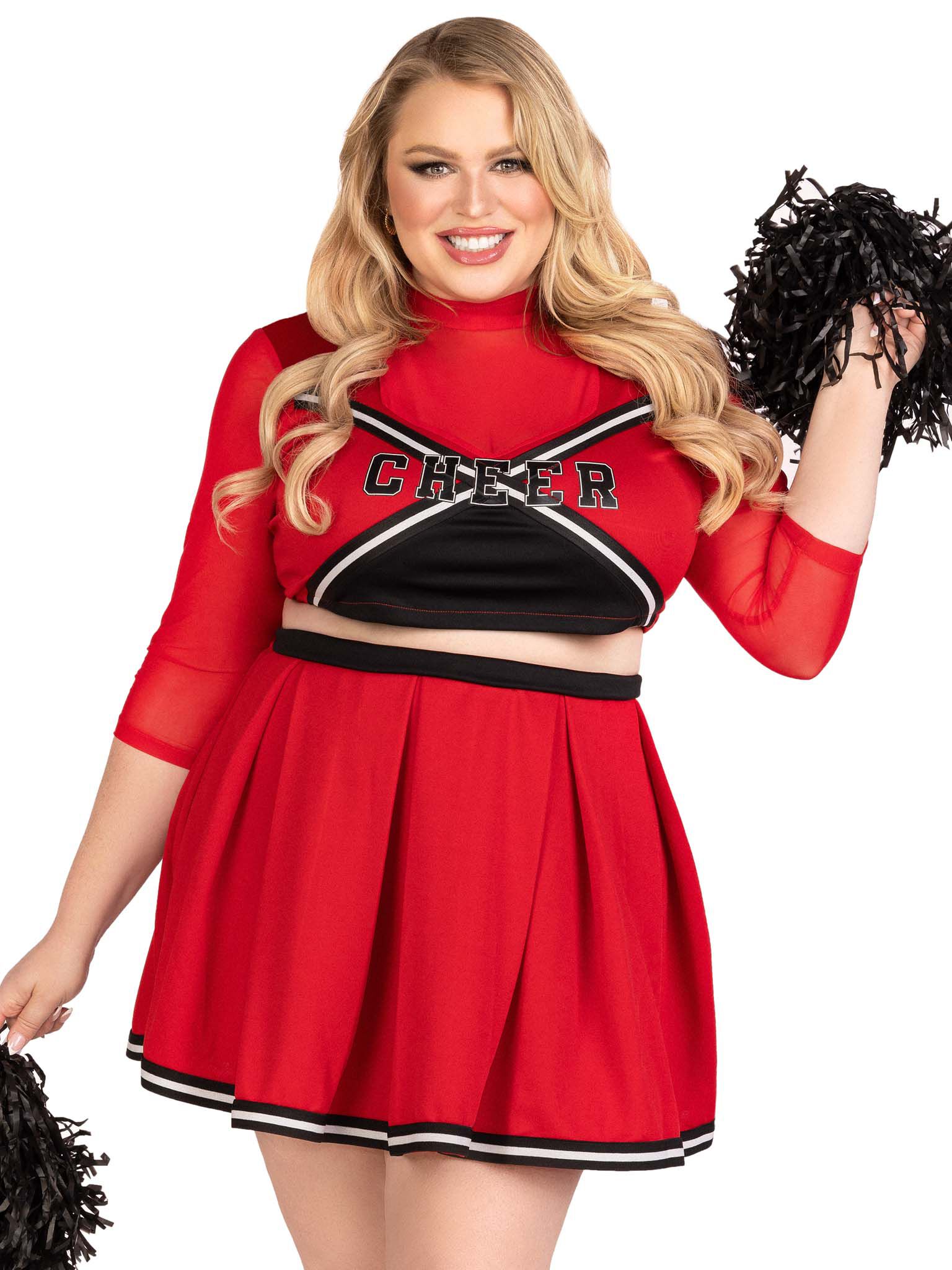Varsity Cheerleader Costume, Red, hi-res image number 0