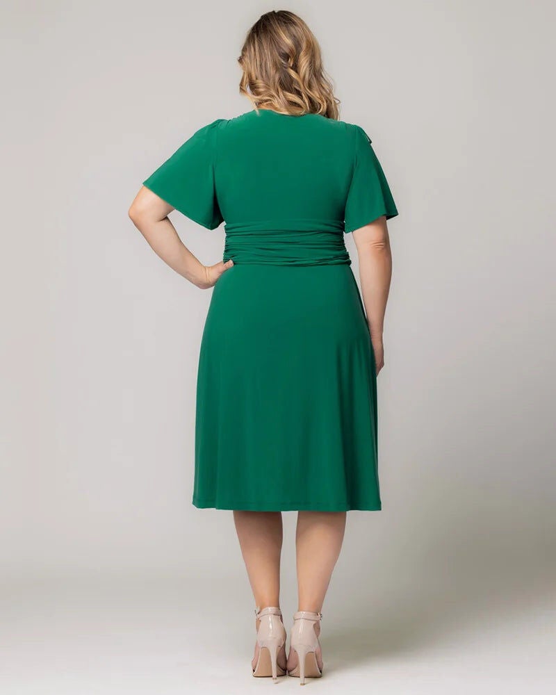 Jemma Ruched Tie Dress, Clover Green, alternate image number 1