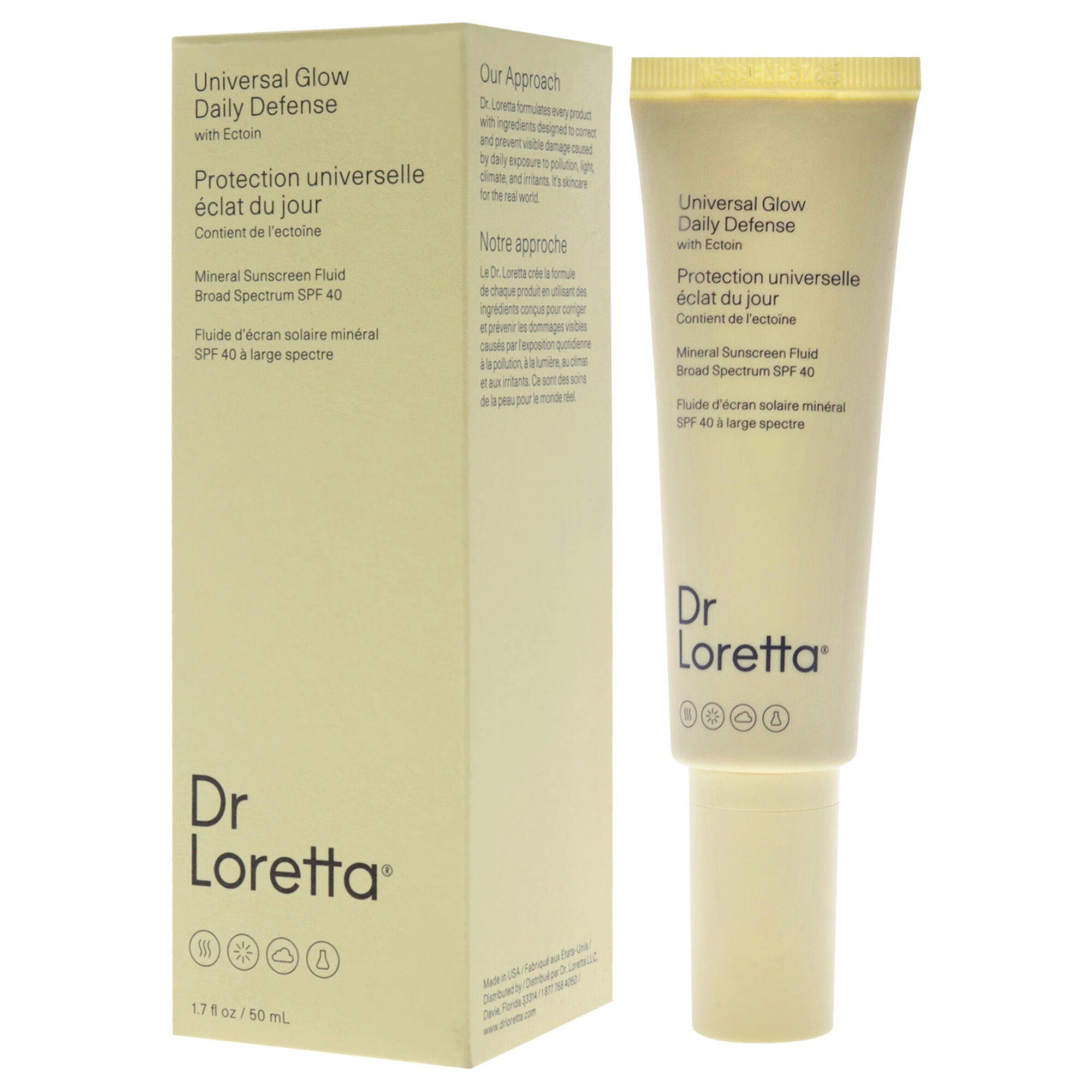 Universal Glow Daily Defense Mineral Sunscreen Fluid SPF 40 by Dr. Loretta for Women - 1.7 oz Sunscreen, See Description, alternate image number 3