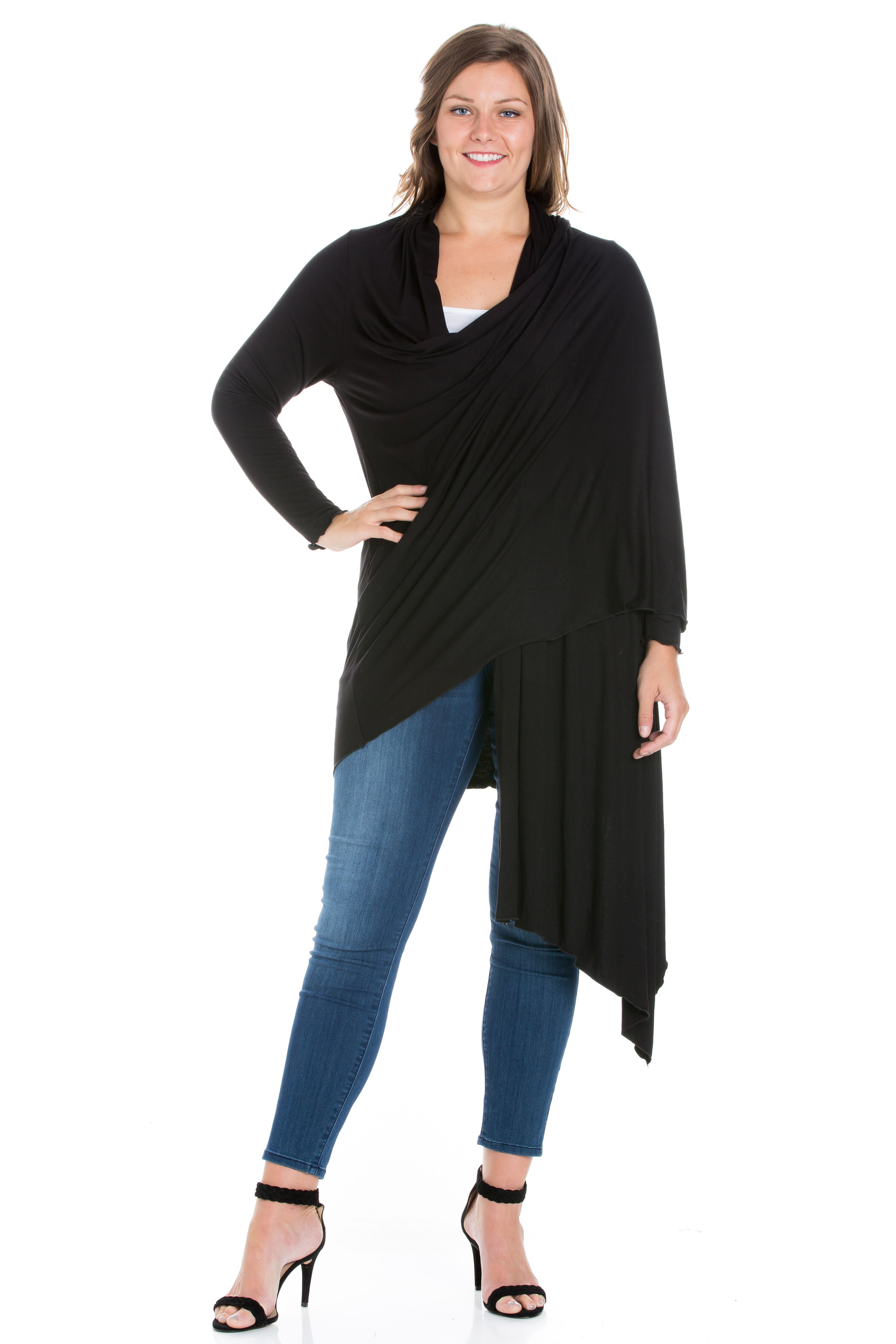 Extra Long Open Front Plus Size Cardigan, , alternate image number 2