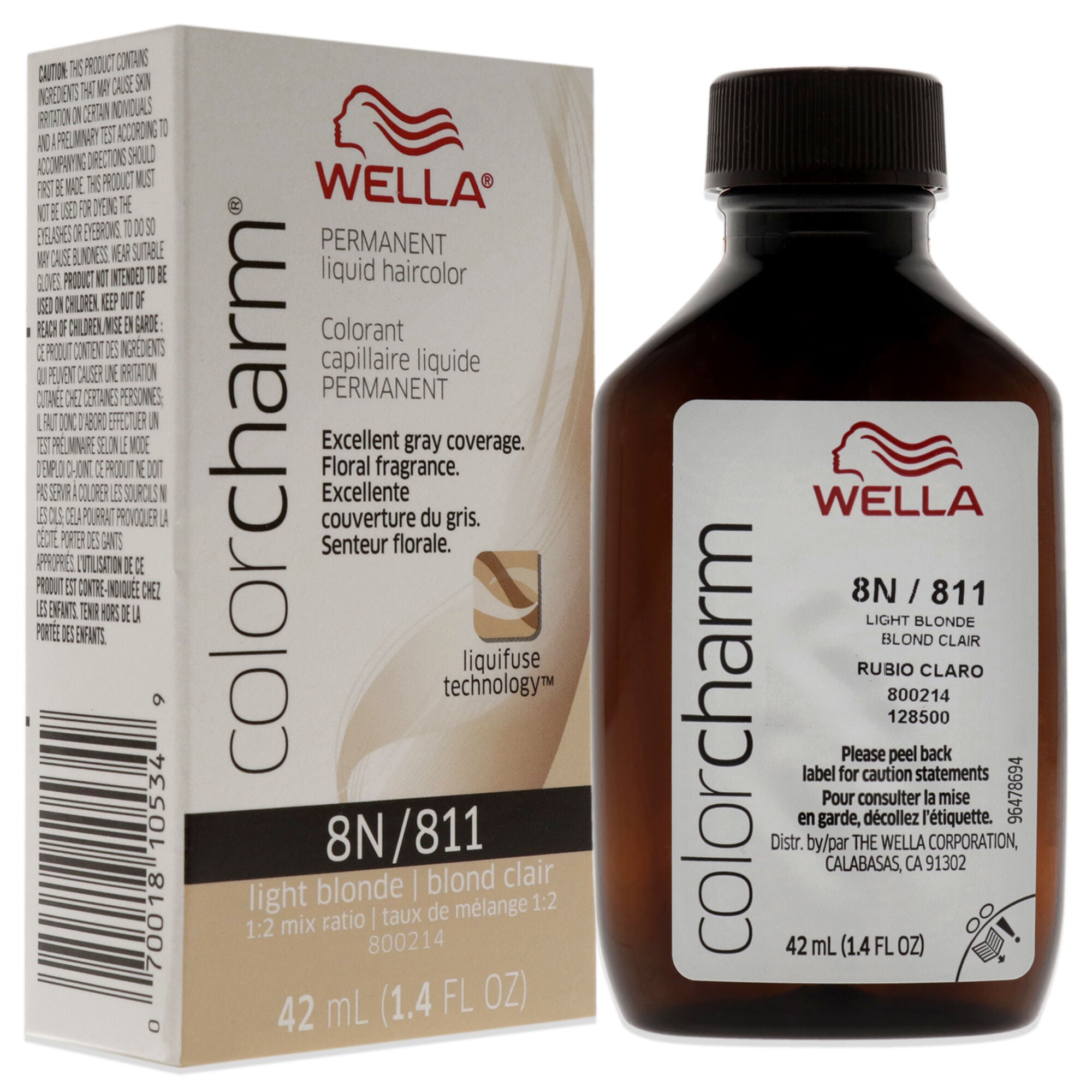 Color Charm Permanent Liquid Hair Color - 811 8N Light Blonde by Wella for Unisex - 1.42 oz Hair Color, See Description, alternate image number 2