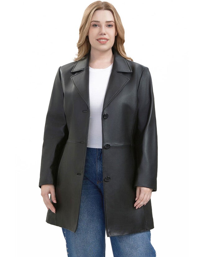 Irina Leather Coat, Black, hi-res image number 0