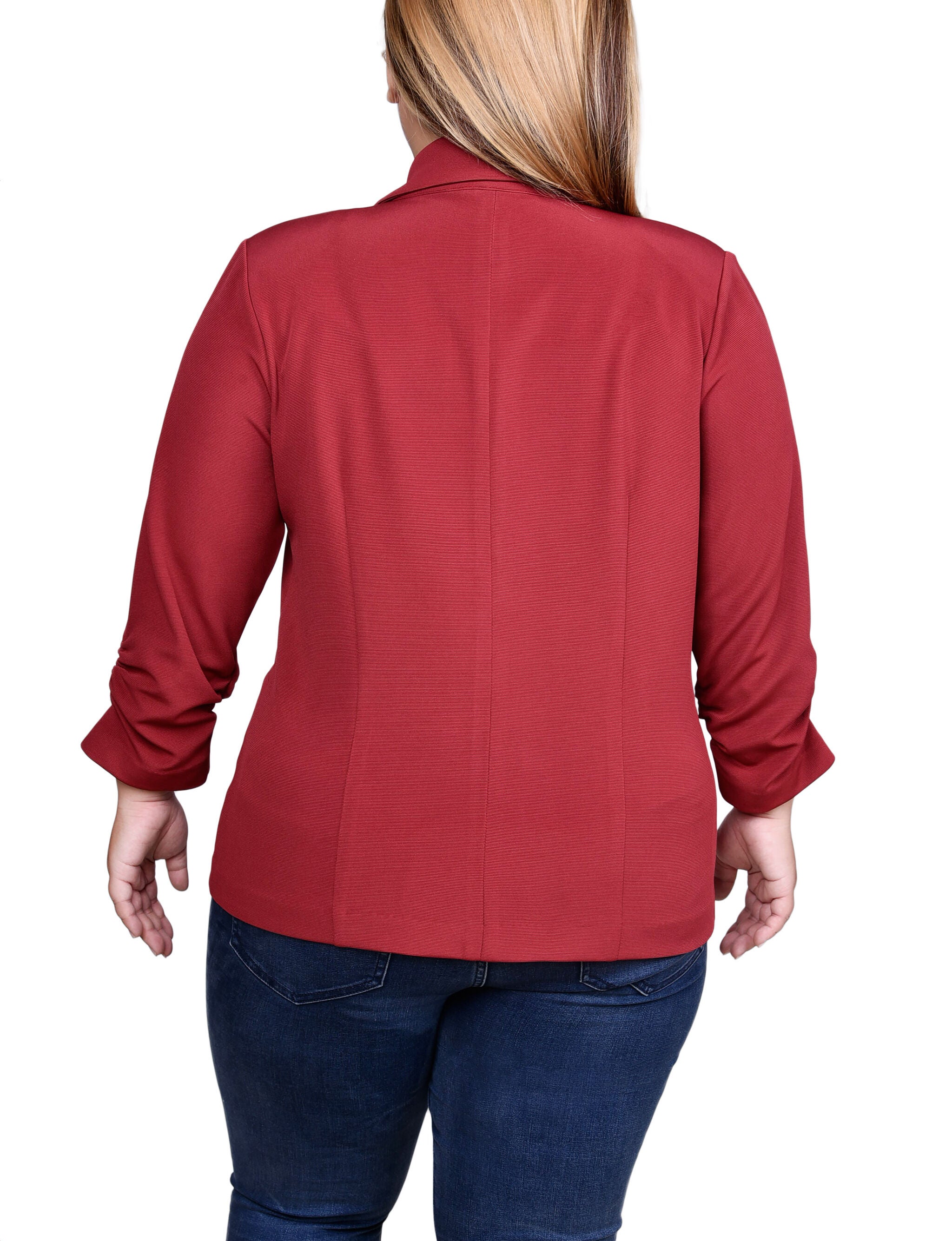 3/4 Sleeve Knit Ottoman Jacket, Burgundy, alternate image number 1
