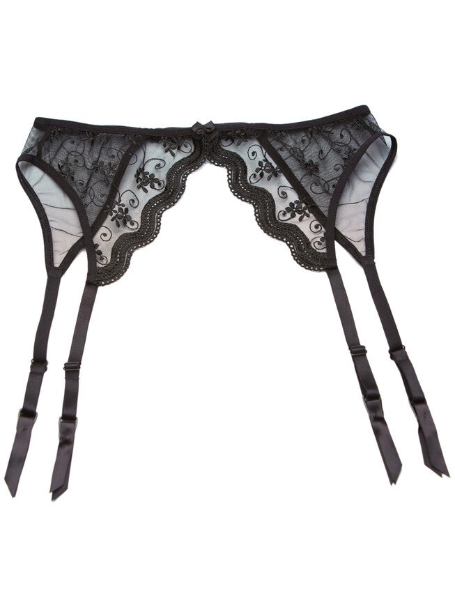 Scalloped Embroidered Garter Belt, , alternate image number 1