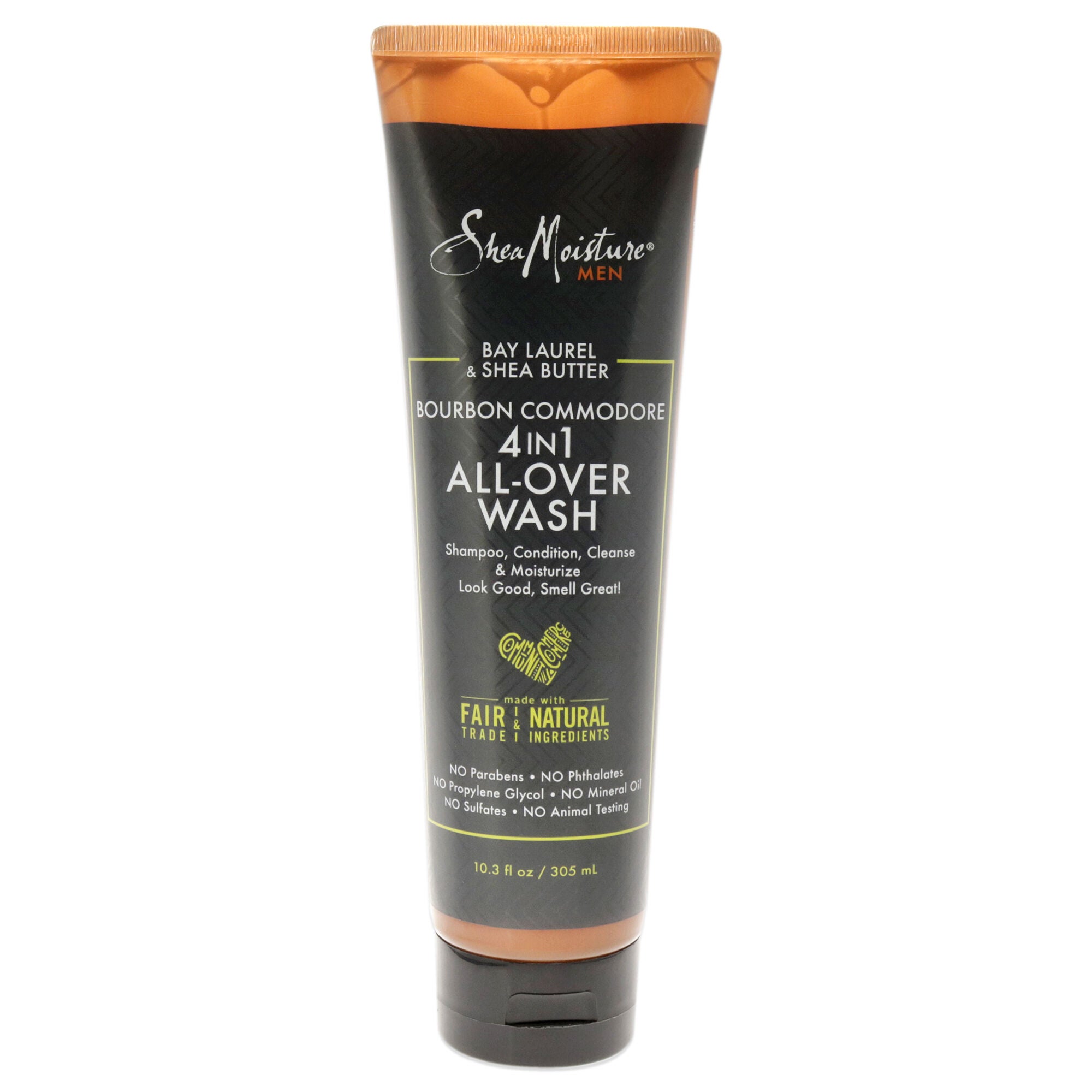 Bay Laurel and Shea Butter Bourbon Commodore 4-In-1 All-Over-Wash by Shea Moisture for Unisex - 10.3 oz Body Wash, See Description, hi-res image number 0