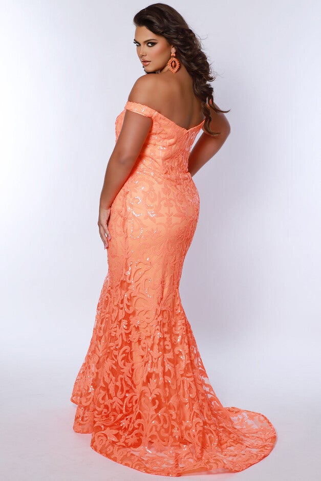 HIGH CLASS FITTED GOWN, Tangelo / Orange, alternate image number 1
