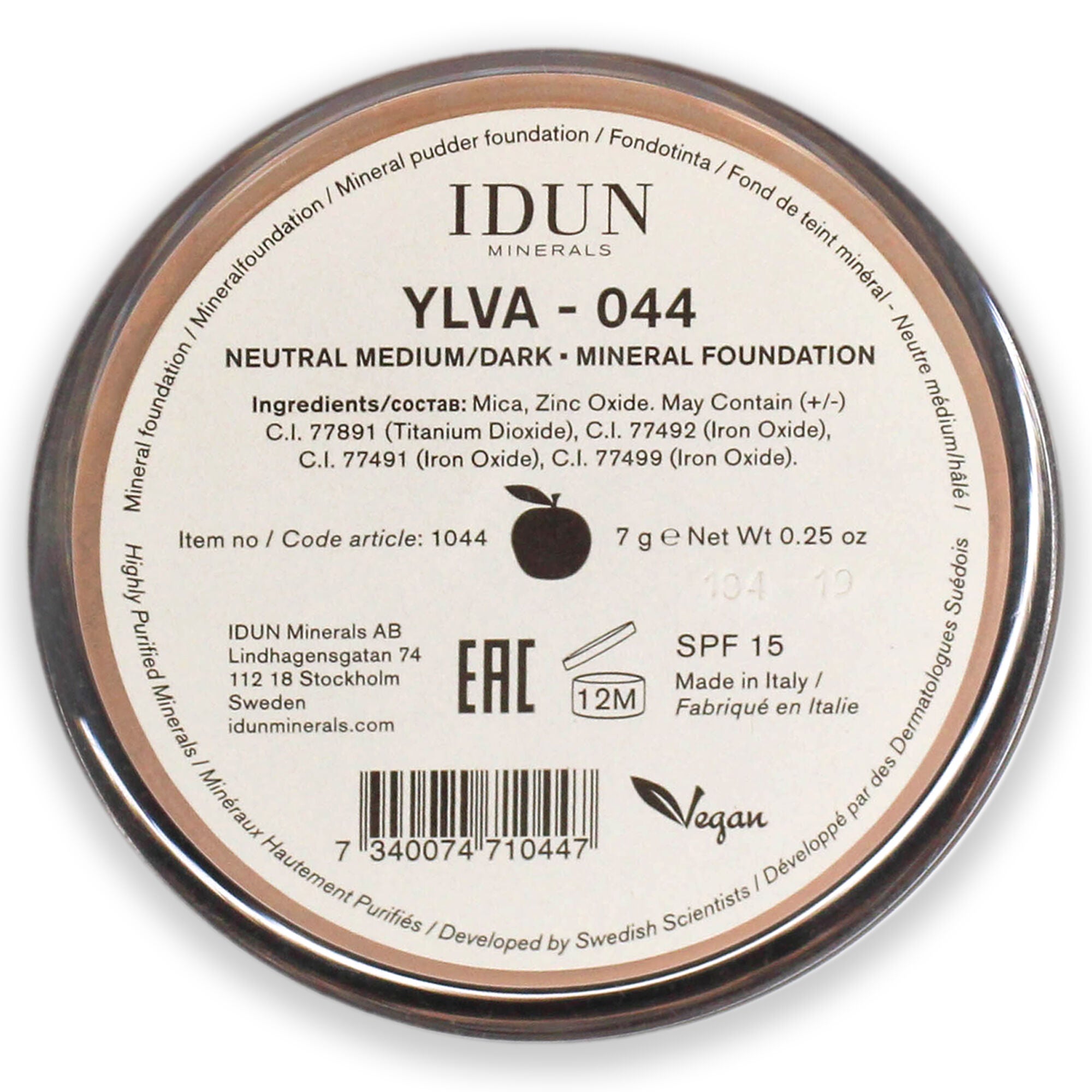 Mineral Powder Foundation SPF 15 - 044 Ylva by Idun Minerals for Women - 0.25 oz Foundation, , alternate image number 3