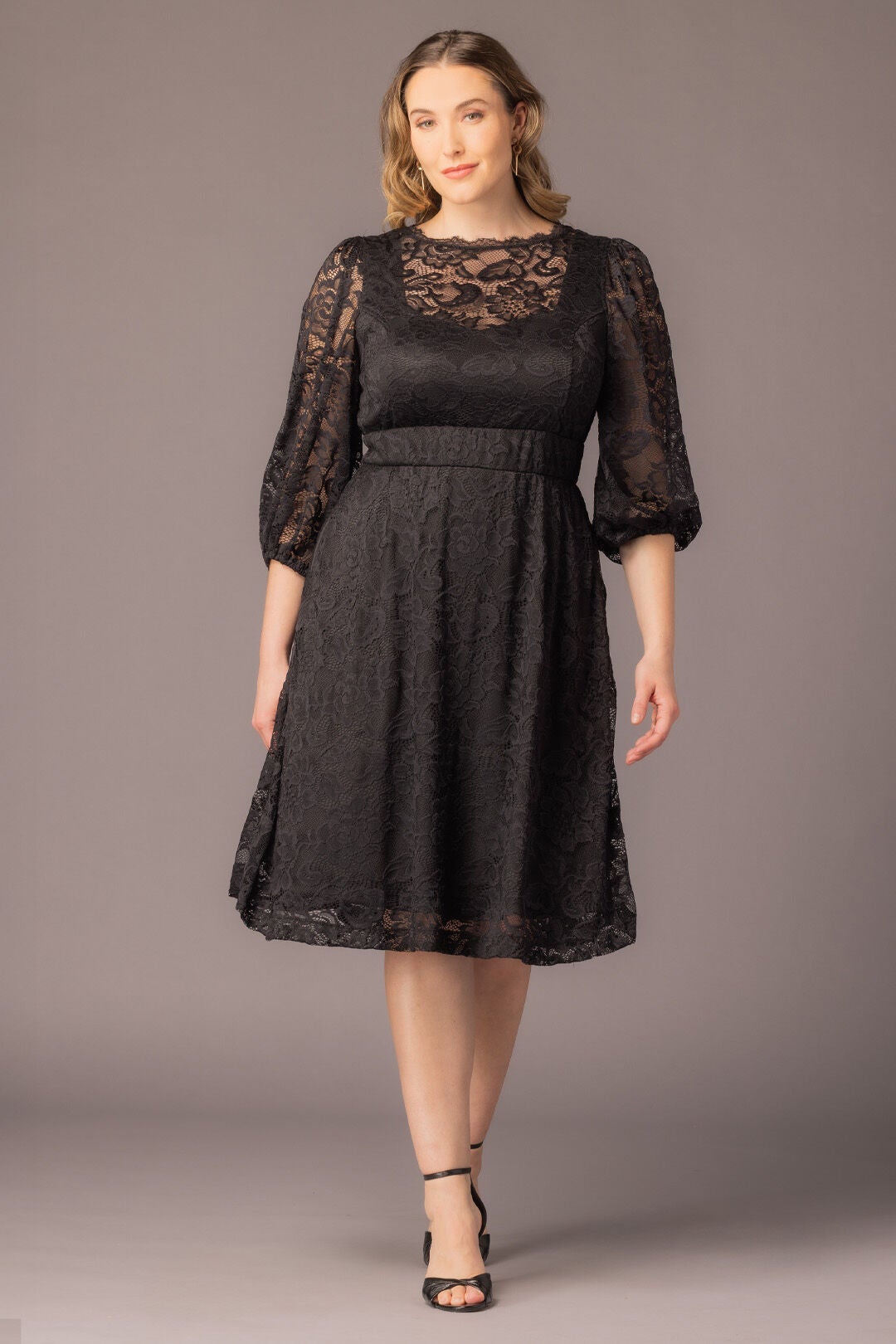 Hepburn Lace Cocktail Dress, Onyx / Black, alternate image number 4