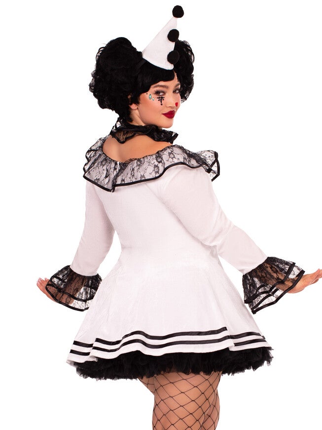 Classic Pierrot Clown Costume, White, alternate image number 1
