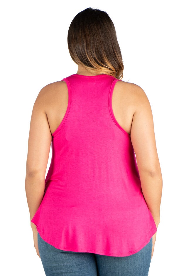 Round Hemline Plus Size Razorback Tank Top, , alternate image number null