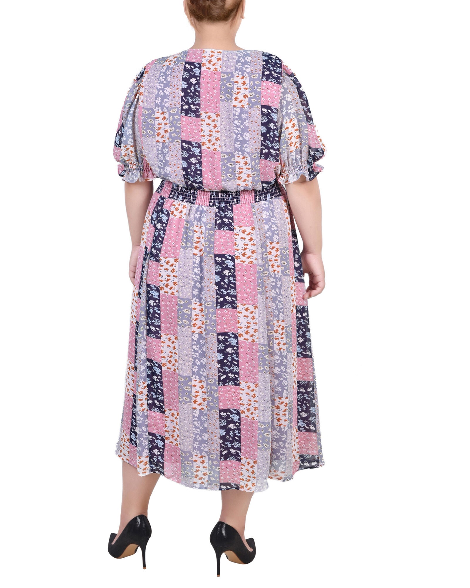 Short Puff Sleeve Chiffon Dress, , alternate image number 1