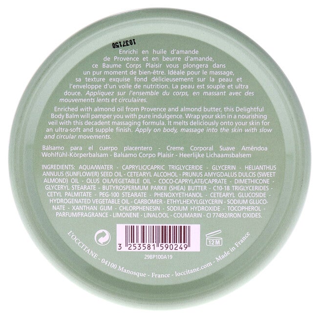 Almond Delightful Body Balm by LOccitane for Unisex - 3.4 oz Balm, NA, alternate image number null