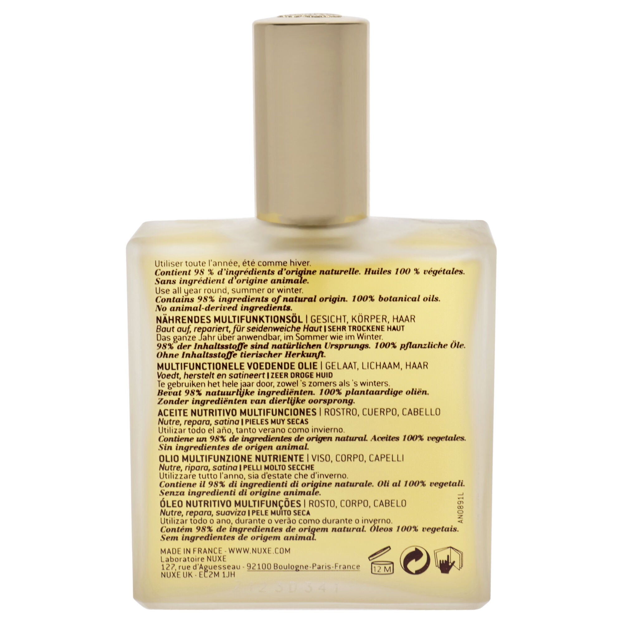 Huile Prodigieuse Riche Multi-Purpose Nourishing Oil by Nuxe for Unisex - 3.3 oz Oil, See Description, alternate image number 1